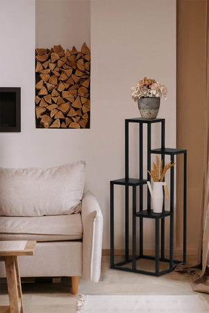 Czarny, czteropoziomowy kwietnik KS-04 KWIETNIK XL z serii KAJA HOME