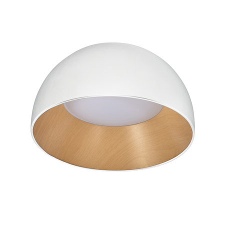 LIGURIA LAMPA SUFITOWA PLAFON BIAŁO DREWNIANY 18W LED 35 CM KLOSZ BIAŁY Candellux 13-24145