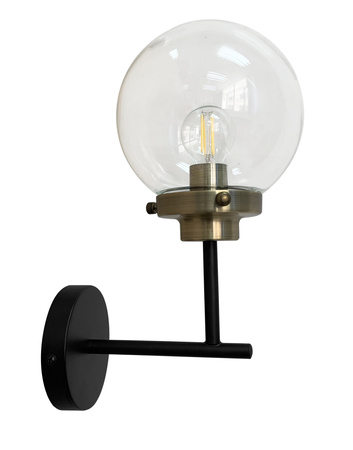 Lens lampa kinkiet czarny+patynowy matowy 1x40w e14 klosz bezbarwny Candellux 21-01283