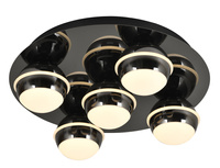 Lampa sufitowa plafon piątka okrągły Biarritz czarny chrom Aviano Lighting 9047-505