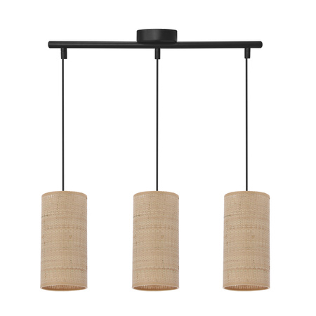 Fleri lampa wisząca czarny 3x60 e27 abażur 12x25 beżowy ratan Candellux 33-19752