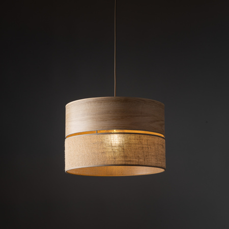 Lampa wisząca boho dzielony abażur 38cm z juty i imitacji drewna DORMA WOOD JUTA 1xE27 Tk Lighting 11786