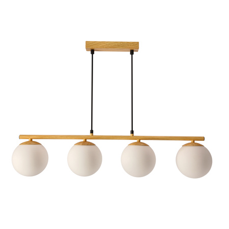 Carrine lampa wisząca drewniany 4x40W E14 klosz biały Candellux 34-37442