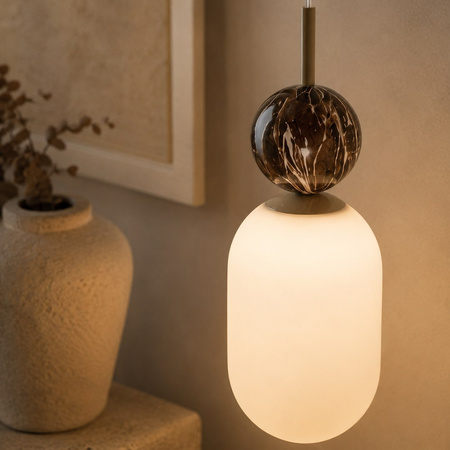Lampa wisząca szklany klosz plus kula ozdobna Crema 1xE14 Milagro MLP2812