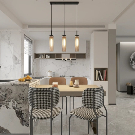 Lampa wisząca czarna potrójna z miodowymi kloszami Malika 3xE27 PL0140-3 Yaskr