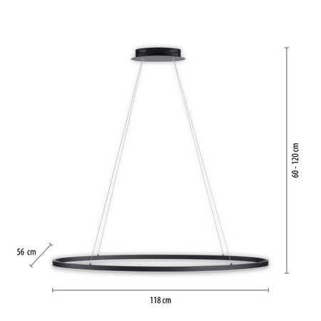 Lampa wisząca antracytowy okrąg 118cm x 56cm TITUS Paul Neuhaus 2393-13 z wbudowanym ściemniaczem