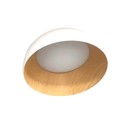 TRENTO LAMPA SUFITOWA PLAFON BIAŁO DREWNIANY 18W LED 35 CM KLOSZ BIAŁY Candellux 13-24169