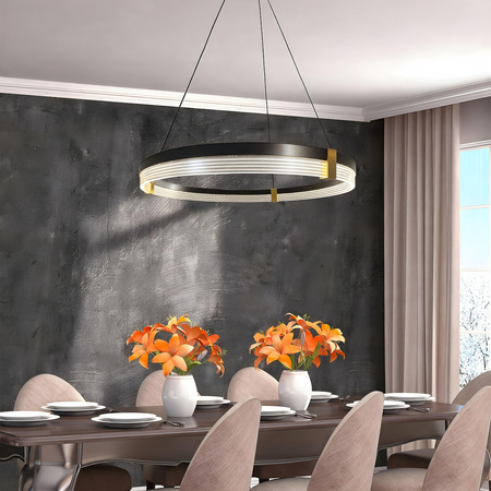 Lampa wisząca Plum Triangle 60 cm czarno-transparentna LED CCT Light Prestige LP-0407/1P M BK Triangle