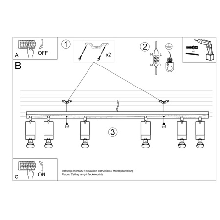 Lampa sufitowa, oprawa RING 4L Chrom Sollux Lighting SL.0731 ruchome tuby