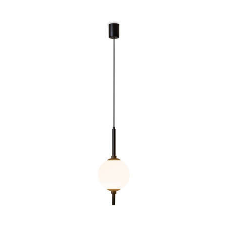Czarna lampa wisząca pojedyńcza z białą szklaną kulą LED 3000K The Sixth Sense Z020PL-L6B3K Maytoni