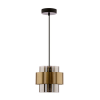 Spiega lampa wisząca czarny+mosiężny 1x60w e27 klosz dymiony Candellux 31-09494