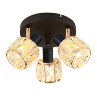 Dubai lampa sufitowa plafon czarny 3x40W E14 klosz różowy złoty kryszt transp Candellux 98-30214