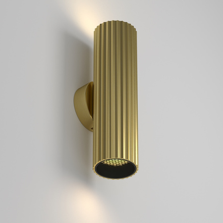 Mosięzny kinkiet ścienny LED ryflowany cylinder, światło góra dół, nowoczesny design Calipso C106WL-02-GU10-BS Maytoni