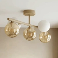 Beżowa lampa sufitowa z kloszami - kulami LEMO Kaja Lighting K-5858