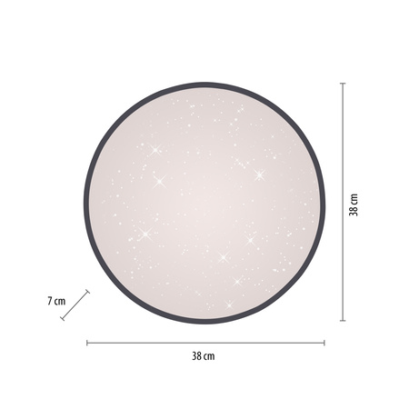 Okrągła lampa sufitowa 38cm z czarną obramówką z funkcją SwitchMo KYLE LED 3000K Just Light 14294-18
