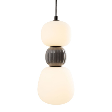 Lampa wisząca pionowa z dwoma opalowymi kulami i ciemnoszarym kloszem centralnym LED 3000K 13W Maxlight P0629