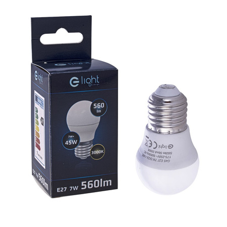 Żarówka mała kulka LED 7W E27 G45. Barwa Ciepła 3000K Eko-Light EKZA1465