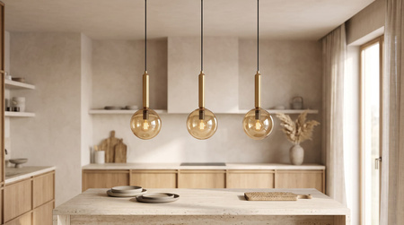Lampa wisząca z trzema bursztynowymi kloszami YUKI Kaja Lighting K-5866
