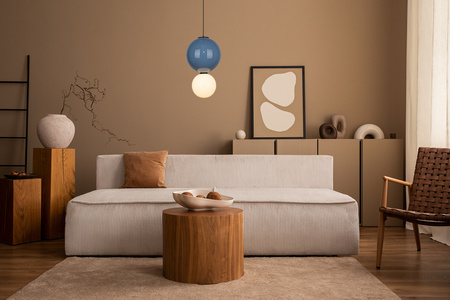 Lampa wisząca niebieska kula z ceramiki 25cm wraz ze szklanym białym kloszem LED 3000K Pieve Italux PND-95221-1L-BLU