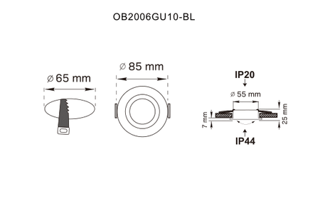 Oprawa wpuszczana okrągła FINN GU10 Zuma Line OB2006GU10-BL