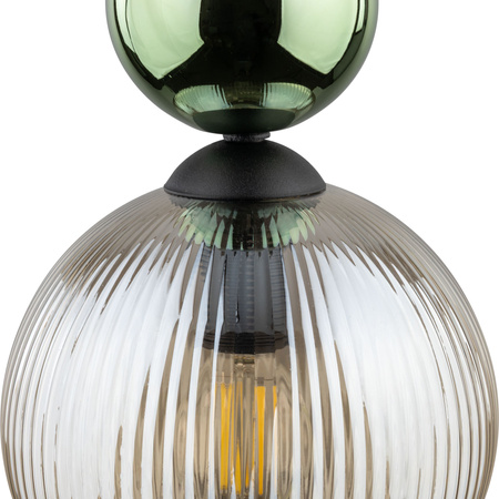 Lampa wisząca pojedyńcza z ryflowanym koniakowym kloszem i zieloną kulą SOPHIA GREEN COGNAC 1xE14 Tk Lighting 11145