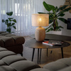 Lampka stołowa szklana z lnianym abażurem 1xE27 SABIA Tk Lighting 16182