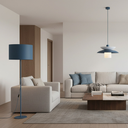 Lampa podłogowa abażur walcowy 50cm w kolorze niebieskim DALUM NAVY 1xE27 Tk Lighting 16229