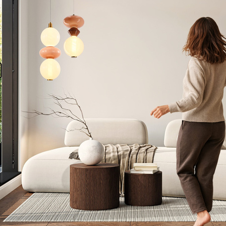 Lampa wisząca pojedyńcza szklany klosz z ozdobami z ceramiki FLORES 10W LED 3000K Candellux Studio 31-50632