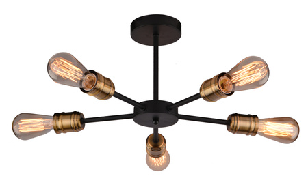 GOLDIE LAMPA WISZĄCA 5X60W E27 CZARNY+PATYNA BEZ ŻARÓWEK Candellux 35-55767-Z