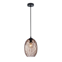Lampa wisząca z kloszem szklanym o odcieniu brązu i nieregularnej fakturze 1xE27 Novala Italux PND-3031-1-BK-CF