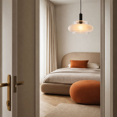 Lampa wisząca ze szklanym pierścieniowym mrożonym kloszem BRIZI 1xE27 Candellux Studio 31-51523