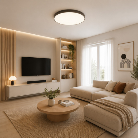 Okrągły brązowy plafon o średnicy 60cm VELIS BROWN LED 60W IP54 TK Lighting 18293