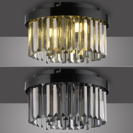 Okrągła czarna lampa sufitowa 30cm ze szklanymi zwisami KULUNKA 4xG9 Just Light 15048-18