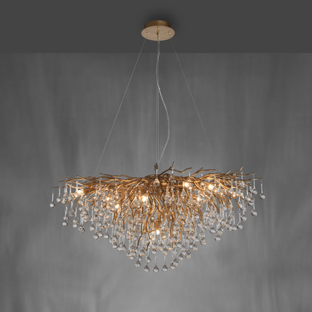 Lampa wisząca gałązki z kryształkami w kolorze starego mosiądzu 100cmx50cm nad stół ICICLE Paul Neuhaus 2192-11