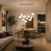 Lampa wisząca 10 nieregularnych szklanych kloszy na prostokątnej podstawie w kolorze sabia NEBIA SABIA 10xG9 Tk Lighting 10754
