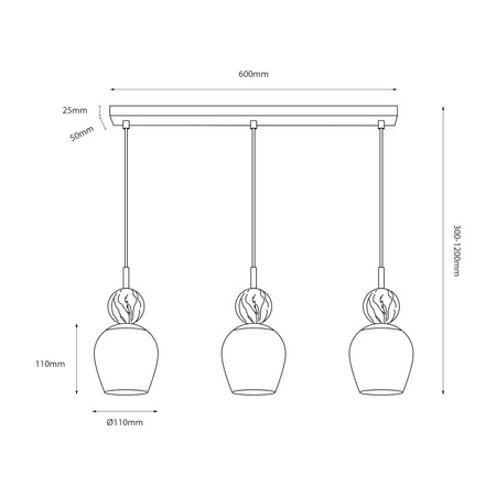 Lampa wisząca potrójna na listwie Carrara 3xE14 Milagro MLP2809