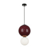 Lampa wisząca bordowa kula z ceramiki 25cm plus szklany biały klosz LED 3000K Pieve Italux PND-95221-1L-PRP