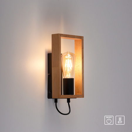 Kinkiet drewniana prostokątna ramka FRANKY 1xE27 Just Light 15654-18