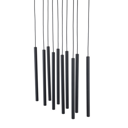 Lampa wisząca 10 metalowych cienkich karbowanych rurek na prostokatnej podstawie FERRO BLACK 10XG9 LISTWA 10xG9 Tk Lighting 11489