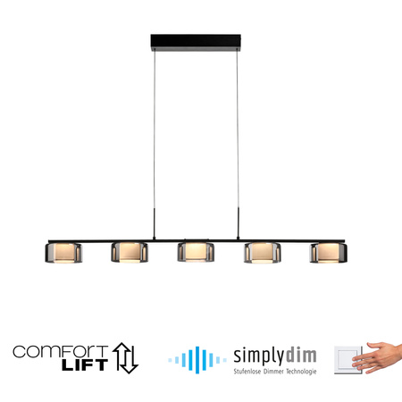 Lampa wisząca pięcopunktowa z wbudowanym ściemniaczem RIKA Paul Neuhaus 2116-18
