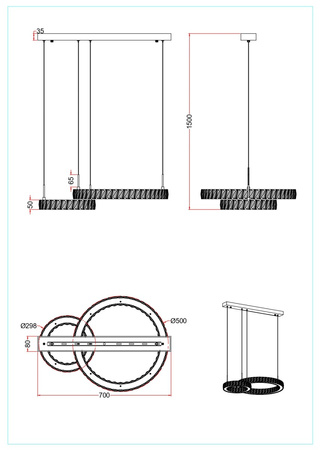 Lampa wisząca GIRONA LED Zuma Line MD3713-2-3GT