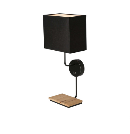 Keto lampa kinkiet czarny 1x40w e14 abażur czarny z włącznikiem Candellux 21-76854