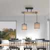 Lampa wisząca dwa zwisające abażury na drewnianej belce GREEN TRIBU 2xE27 Just Light 15782-29