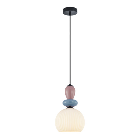 Lampa wisząca pojedyńcza o średnicy 20cm 1xE27 Domali Italux PND-36816-1A-BK-WH