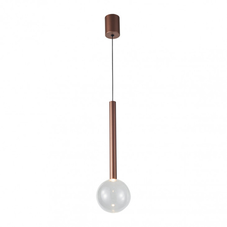 Pojedyńcza lampa wisząca miedziana ze szklanym kloszem LED 3000K Alinos Italux PND-24019-1A-COPP