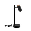 LAGOS LAMPA STOŁOWA CZARNY 1X15W GU10 KLOSZ CZARNY+DREWNIANY Candellux 41-13736
