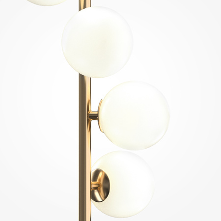 Złota lampa podłogowa z białymi szklanymi kulami DALLAS 6xG9 Maytoni MOD545FL-06G