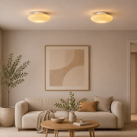 Szklana lampa sufitowa beżowe szkło o średnicy 40cm Robin Beige 14W LED Milagro ML2807