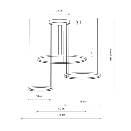 Lampa wisząca trzy czarne ringi CIRCOLO POWER LED 3000K Nowodvorski 11648