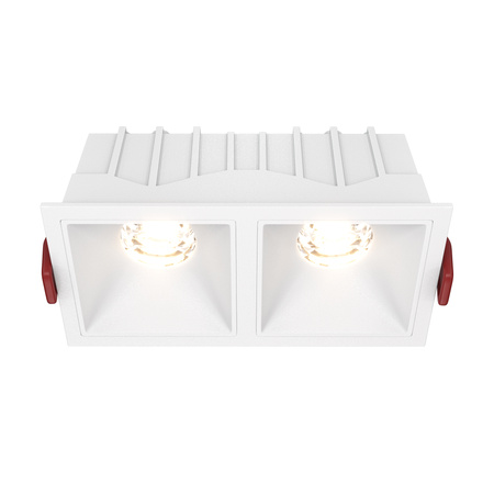 Prostokątna podwójna biała oprawa podtynkowa LED 3000K Alfa LED DL043-02-10W3K-D-SQ-W Maytoni